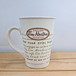 Tim Hortons 2009 Limited Edition Coffee Mug Road Trip Quote Cream Brown #009